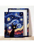 1 Piece Starry Night Black Cat Canvas Art, Whimsical Wall Decor For Home