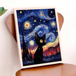 1 Piece Starry Night Black Cat Canvas Art, Whimsical Wall Decor For Home