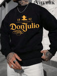 (250g Polyester Fiber Polyester)DonJulio Printed Fashionable Men's Casual Long Sleeved Round Neck Pullover Sweatshirt, Suitable For Outdoor Sports, Suitable For Autumn And Winter