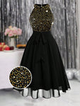 SHEIN Clasi Plus Size Women Sleeveless Sequin Patchwork Elegant Dress