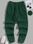 Manfinity ModaGents Men Letter Embroidery Slant Pocket Flannel Pants