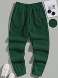 Manfinity ModaGents Men Letter Embroidery Slant Pocket Flannel Pants