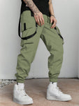 Manfinity EMRG Men Flap Pocket Buckle Detail Cargo Pants Long Slacks Plain All White Going Out