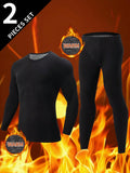 2pcs/Set Men's Fashion Autumn Thermal Underwear Set, Includes Pullover And Long Pants