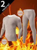 2pcs/Set Men's Fashion Autumn Thermal Underwear Set, Includes Pullover And Long Pants