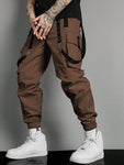 Manfinity EMRG Men Flap Pocket Buckle Detail Cargo Pants Long Slacks Plain All White Going Out