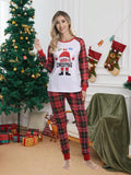 2pcs Women Christmas Family Matching Pajama Set - Christmas Tree Print Long Sleeve Top And Long Pants Sleepwear Comfy Holiday Loungewear