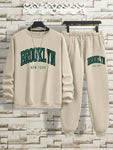 Manfinity Dauomo Men's Casual Letter Printed Sweatshirt And Sweatpants Set