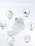 Men's Simple High-Top Lace-Up White Skate Shoes With Contrast Design, Comfortable Breathable Outdoor Casual Sports Sneakers, Unisex, Shoes For Men