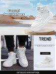 Men's Simple High-Top Lace-Up White Skate Shoes With Contrast Design, Comfortable Breathable Outdoor Casual Sports Sneakers, Unisex, Shoes For Men