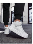 Men's Simple High-Top Lace-Up White Skate Shoes With Contrast Design, Comfortable Breathable Outdoor Casual Sports Sneakers, Unisex, Shoes For Men