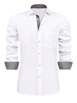 Men's Lapel Paneled Casual Long Sleeve Dress Shirt