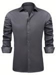 Men's Lapel Paneled Casual Long Sleeve Dress Shirt