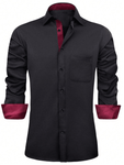 Men's Lapel Paneled Casual Long Sleeve Dress Shirt