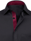 Men's Lapel Paneled Casual Long Sleeve Dress Shirt