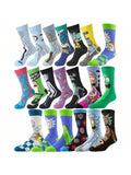 Rick And Morty 1/3/5/10/20Pairs Random Color Mix Men Crew Socks Cartoon Anime Gamers Socks