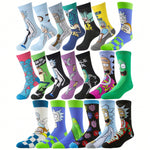 Rick And Morty 1/3/5/10/20Pairs Random Color Mix Men Crew Socks Cartoon Anime Gamers Socks