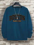 Manfinity Dauomo Men's Boston Printed Round Neck Sweatshirt