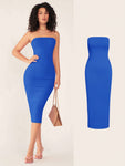 SHEIN BASICS Women'S Strapless Slim Fit Bodycon Casual Dinner Dress