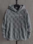 Manfinity Modomio Men Letter Embroidery Hooded Fashion Long Sleeve Going Out Teddy Sweatshirt, Friends