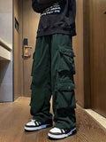 Manfinity EMRG Loose Fit Men's Cargo Pants With Flap Pockets, Side Drawstring Waist