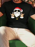 Manfinity Homme Men Round Neck Short Sleeve Santa Claus Graphic Printed Simple T-Shirt, Casual For Daily Wear, For Friends