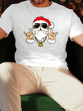 Manfinity Homme Men Round Neck Short Sleeve Santa Claus Graphic Printed Simple T-Shirt, Casual For Daily Wear, For Friends