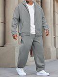 Manfinity CasualCool Men's Plus Size Casual Zipper Stand Collar Hoodie And Sweatpants Set For Autumn