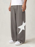 Manfinity UrbanChill Men's Knit Loose Star Printed Elastic Waist Casual Pants For Daily Wear