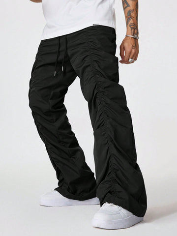 Manfinity StreetEZ Men's Solid Color Drawstring Casual Straight Leg Pants