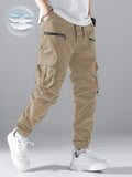 Manfinity Loose Fit Men Cargo Pants With Flap Pockets, Side Drawstring Waist