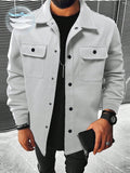 Manfinity Homme Men Flap Pocket Button Front Overcoat