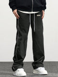 Manfinity Hypemode Loose Men's Letter Patched Detail Contrast Piping Drawstring Waistband Pants