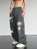 Manfinity Men's Casual Spider Web Printed Sweatpants With Slant Pockets And Drawstring Waist