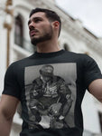 Oil Painting Texture Trendy Character Print Men's Cotton Short-Sleeved T-Shirt 190gsm