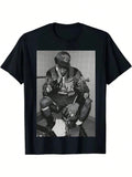 Oil Painting Texture Trendy Character Print Men's Cotton Short-Sleeved T-Shirt 190gsm