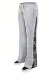 Men's Minimalist Print Patchwork Drawstring Waist Sweatpants