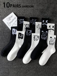 3 Pairs/5 Pairs/8 Pairs/10 Pairs/20 Pairs Random Ghost Face Trendy Crew Socks, Versatile Selection For All Seasons