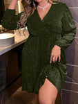 SHEIN BAE Plus Size Women's Glittery Wrap Dress