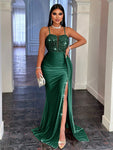 CHOSMO CHOSMO Back Zip Up Backless Halter Sequin Spliced Maxi Skirt High Waist And Side Slit Ribbon Slim Fit Elegant Evening Dress Women's Prom Dress, Formal Gown, For Wedding Guest, Graduation, Dinner