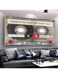 1/2pcs/Set Large Art Deco Retro Music Cassette Tape Canvas Art Print Poster For Home Office, Living Room, Bedroom, Classroom - Musical Theme Wall Art Ready To Hang Wooden Frame - , Posters,Wall Art,Room Decoration Stuff