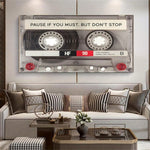 1/2pcs/Set Large Art Deco Retro Music Cassette Tape Canvas Art Print Poster For Home Office, Living Room, Bedroom, Classroom - Musical Theme Wall Art Ready To Hang Wooden Frame - , Posters,Wall Art,Room Decoration Stuff