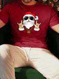 Manfinity Homme Men Round Neck Short Sleeve Santa Claus Graphic Printed Simple T-Shirt, Casual For Daily Wear, For Friends