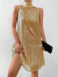 SHEIN Allurite High Neck Sequin Tank Dress