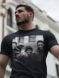 Retro Style Portrait Print Men's Cotton Short-Sleeved T-Shirt 190gsm