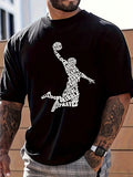 Men's Fashionable Basketball Letter Print T-Shirt