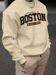 Manfinity Dauomo Men's Boston Printed Round Neck Sweatshirt