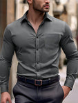 Manfinity Men Solid Button Front Long Sleeve Shirt