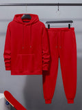 Manfinity Dauomo Men's Drawstring Hoodie And Sweatpants Two Piece Set