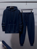 Manfinity Dauomo Men's Drawstring Hoodie And Sweatpants Two Piece Set